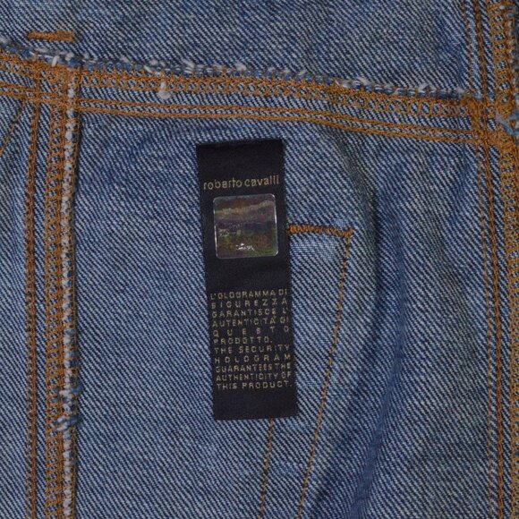 Roberto Cavalli Denim Jeans Embroidered Ribbon Skirt Size 40 - Picture 9 of 11